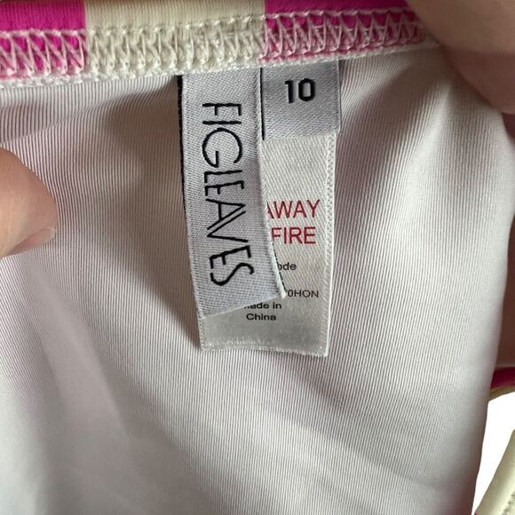 Figleaves Pink/White Striped Corsica Bikini Bottoms Womens Size 10 - Picture 3 of 7